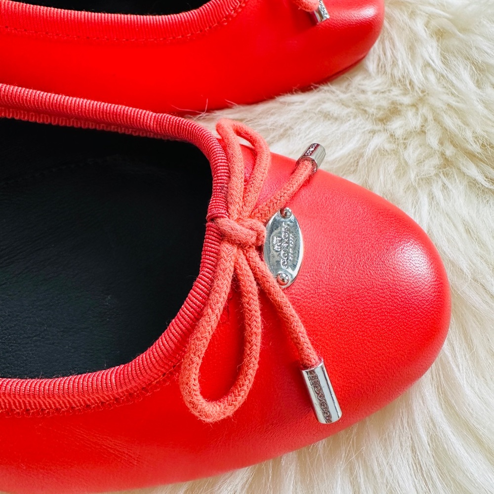 Authentic Coach Orange Genuine Leather Ballerina Shoes Size 8.5 - Picture 2 of 11